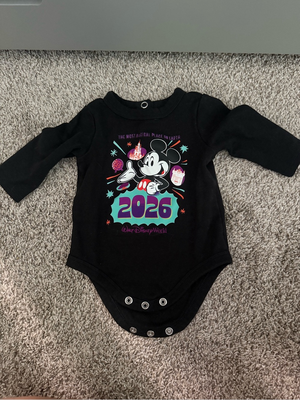Disney Black Baby One-Piece with Mickey Mouse 2026 Graphic